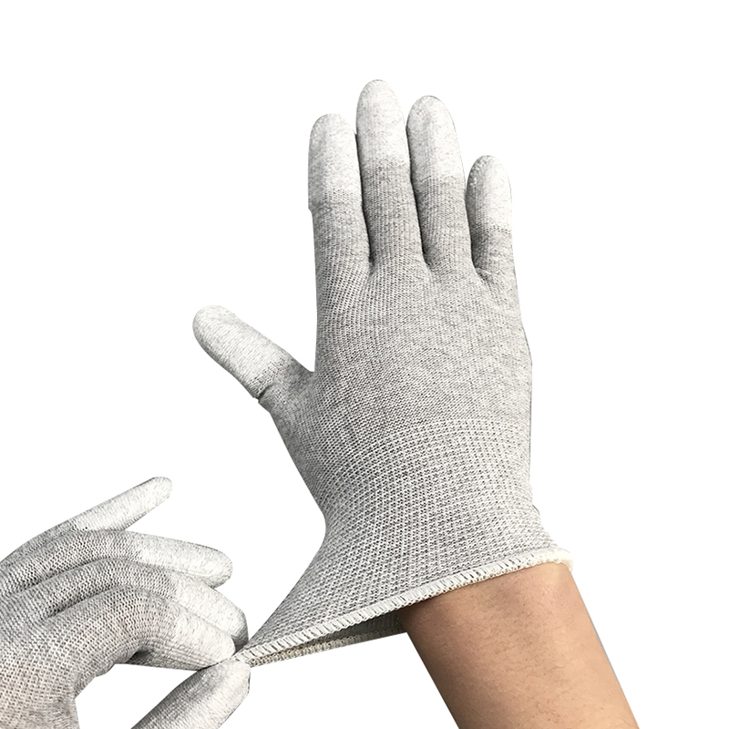 Koolstofvezel nylon ESD vinger pu gecoate handschoen